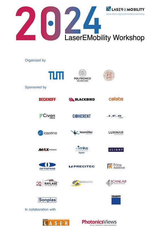 Il LaserEMobility Workshop 2024 è stato organizzato con il supporto degli sponsor.