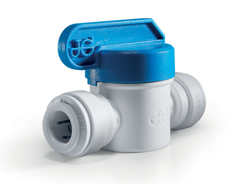 PP-series Polyopropylene shut-off valves. Polypropylene has the advantage of being chemically stronger than acetal resin. These valves are suitable for use with drinking water.